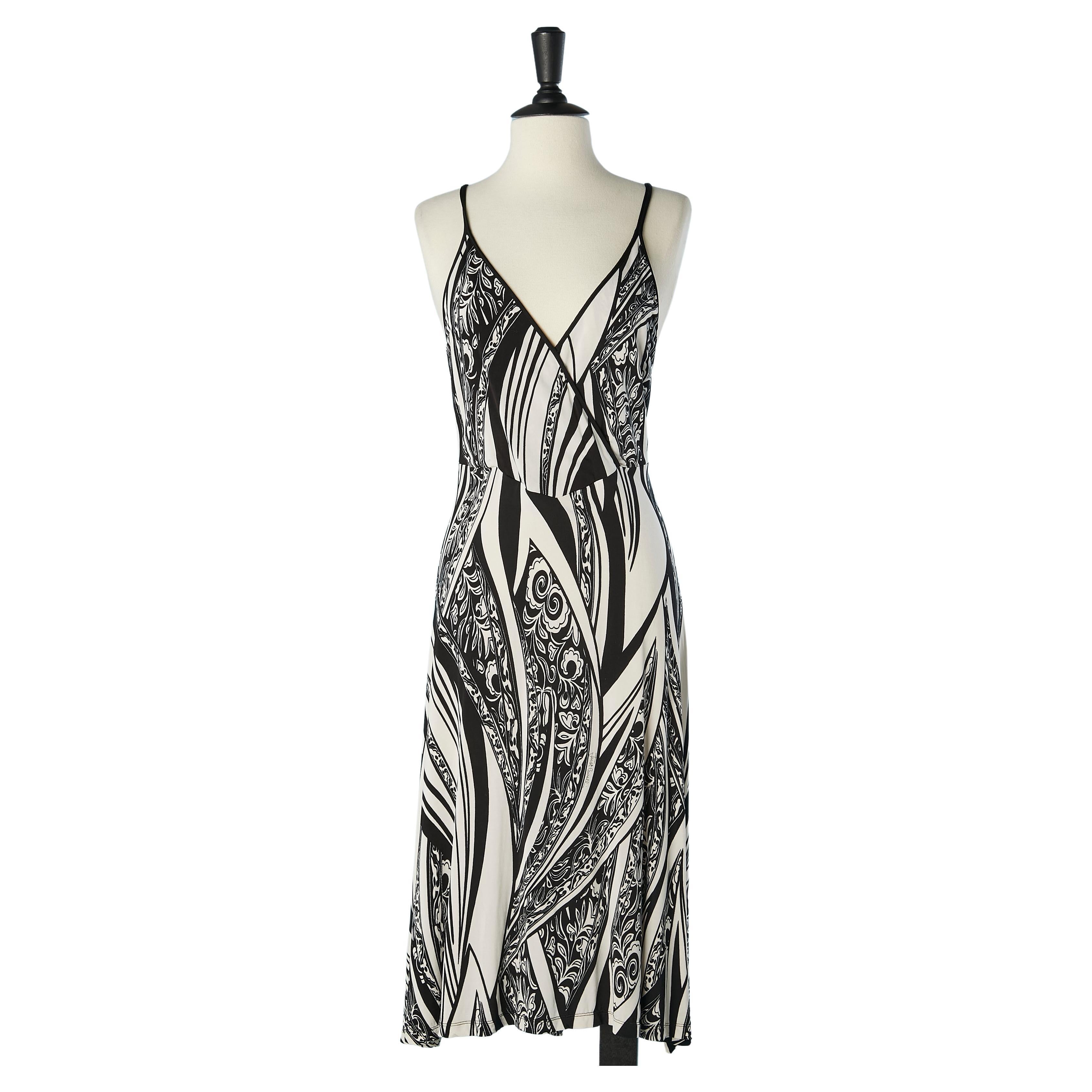 Black&white printed jersey dress Just CAVALLI  For Sale