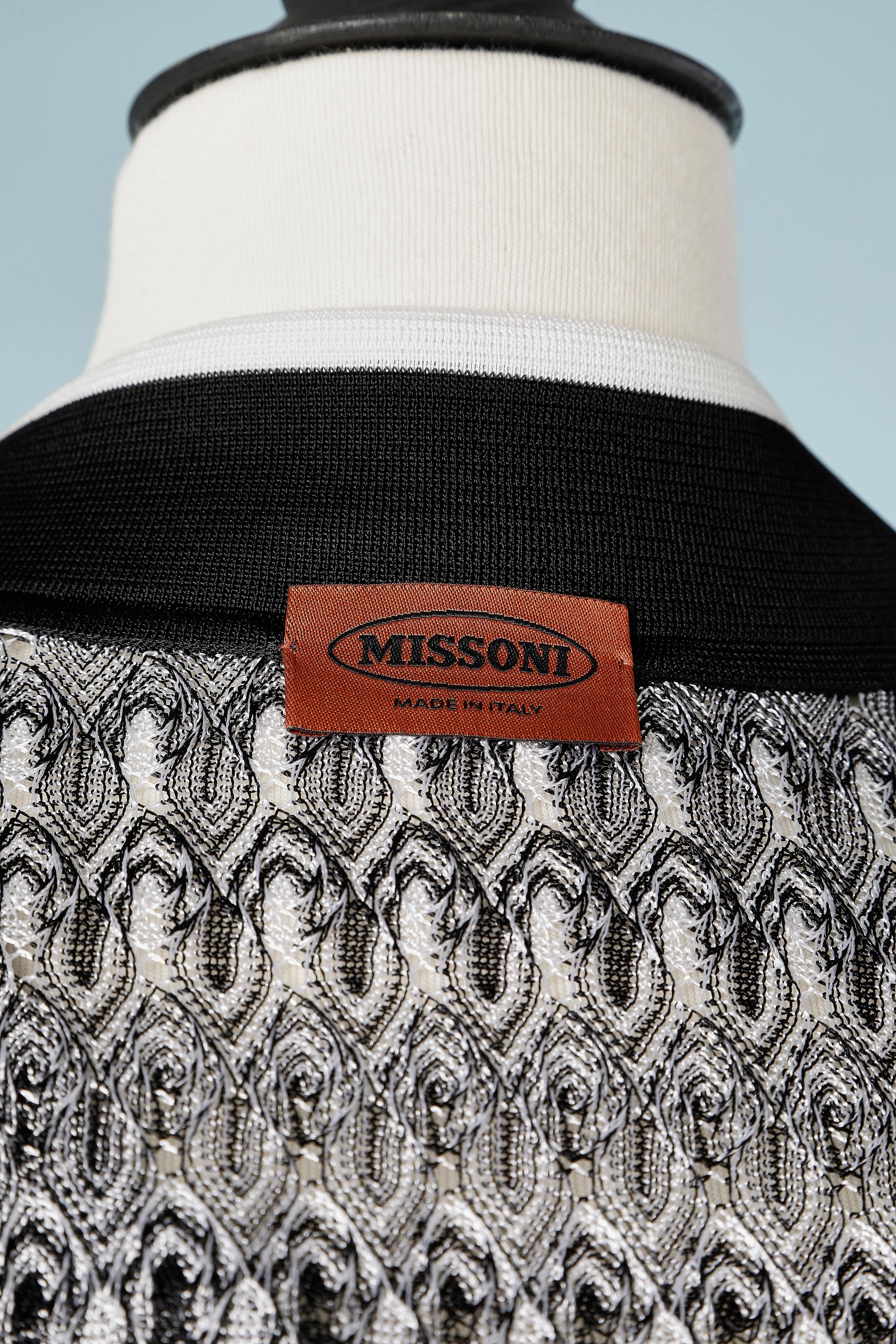 Black&white rayon jacquard knit sleeveless dress and cardigan ensemble Missoni For Sale 1