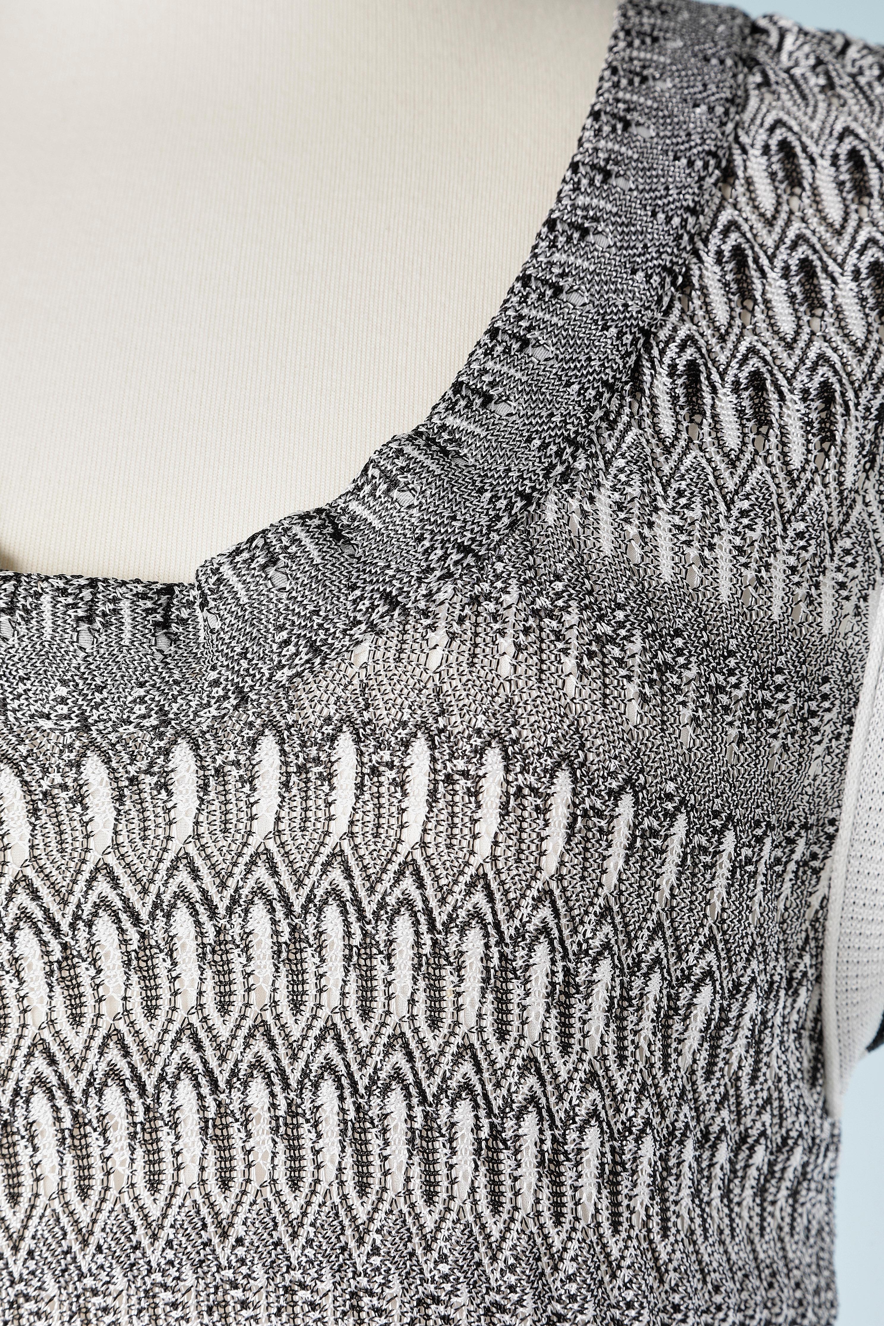 Black&white rayon jacquard knit sleeveless dress and cardigan ensemble Missoni  For Sale 3