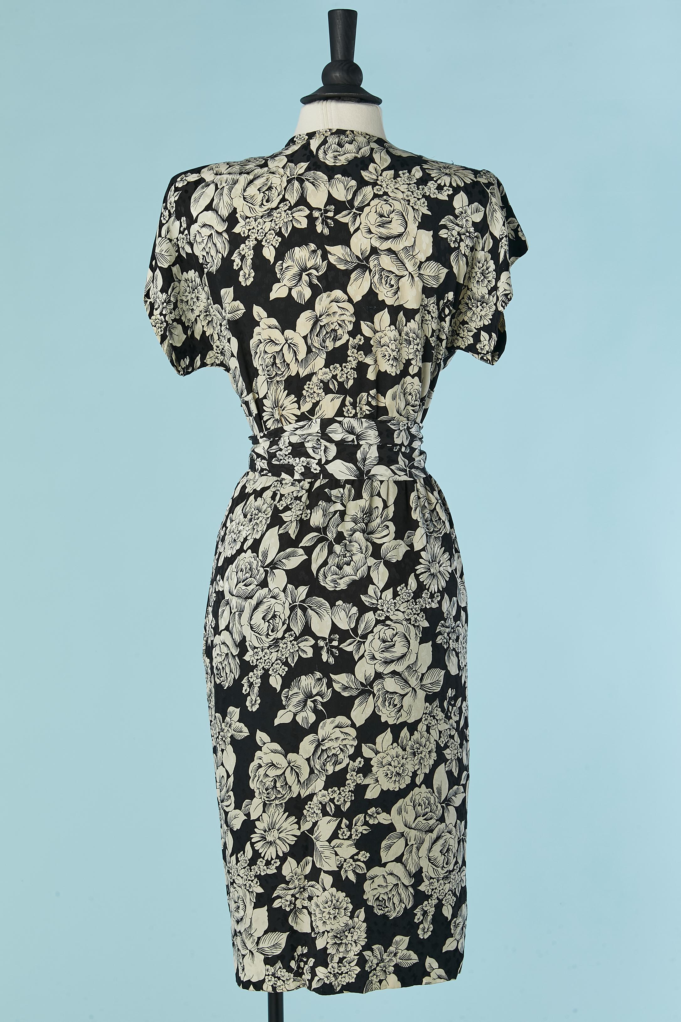 Black&white silk jacquard printed dress SAINT LAURENT RIVE GAUCHE For Sale 1