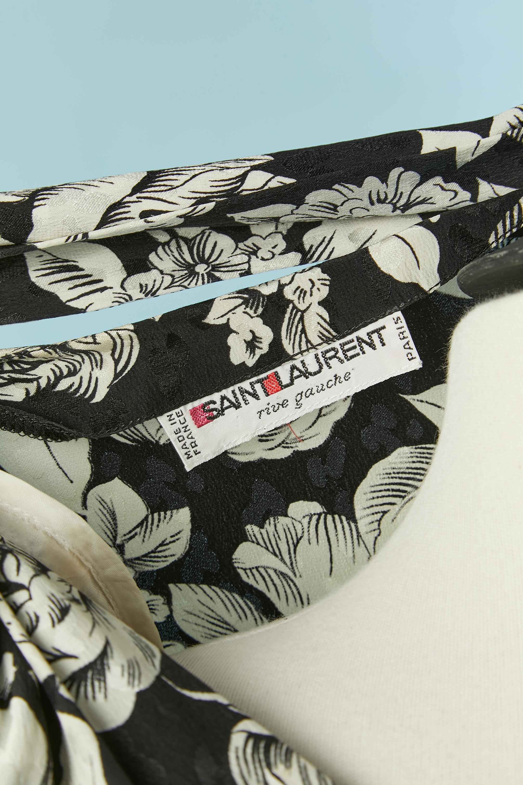 Black&white silk jacquard printed dress SAINT LAURENT RIVE GAUCHE For Sale 2
