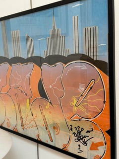 Blade (American, Born In 1957) Map, 2012 Mixed Technique On Map, Signed