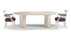 BLADE/T Oval White Dining Table with Plexiglas inserts and Concentric Circles