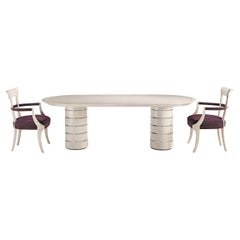 BLADE/T Oval White Dining Table with Plexiglas inserts and Concentric Circles