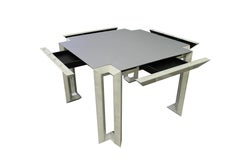 Blade/G Square Gray Game Table with Drawers designed by Casamanara