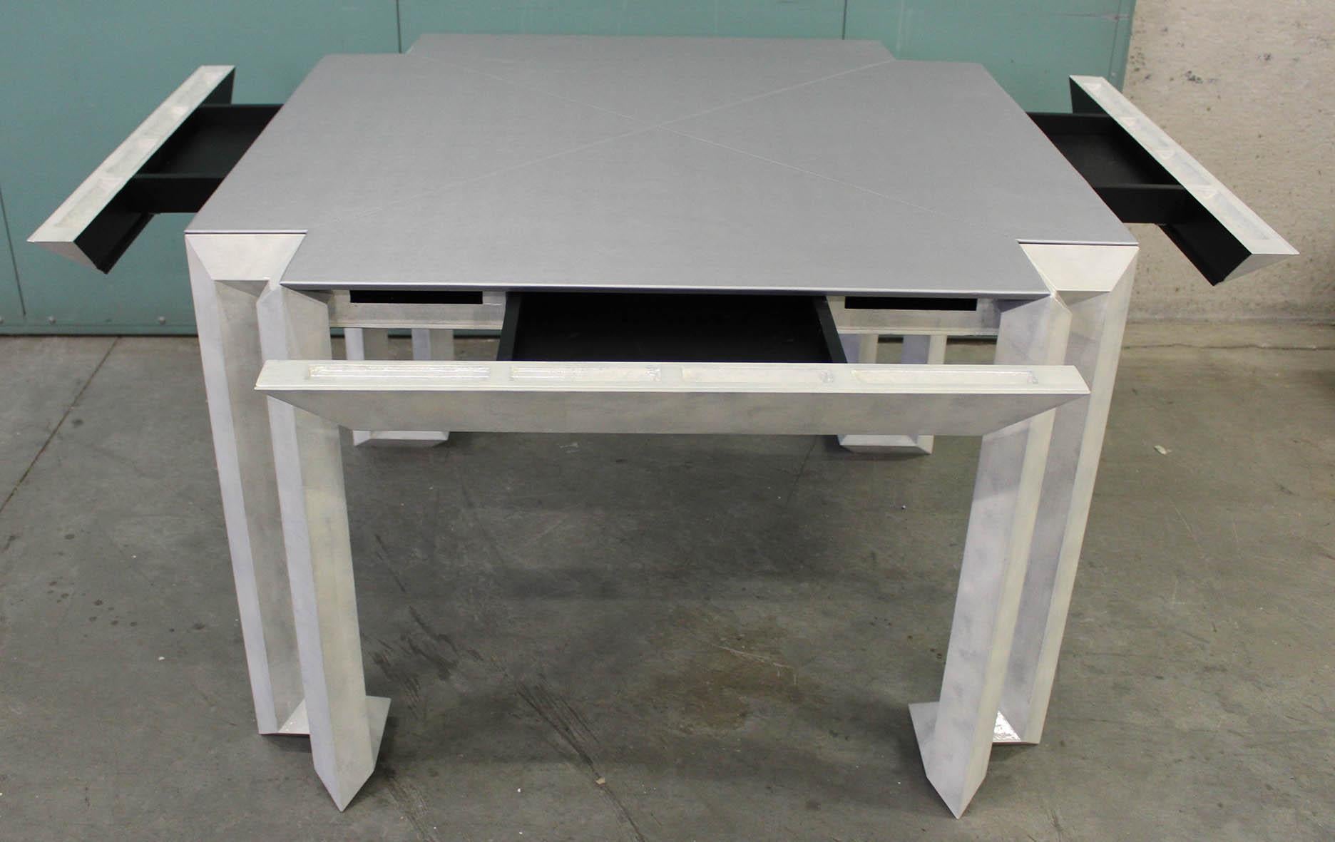 Blade/G Square Gray Game Table with Drawers designed by Casamanara For Sale 1