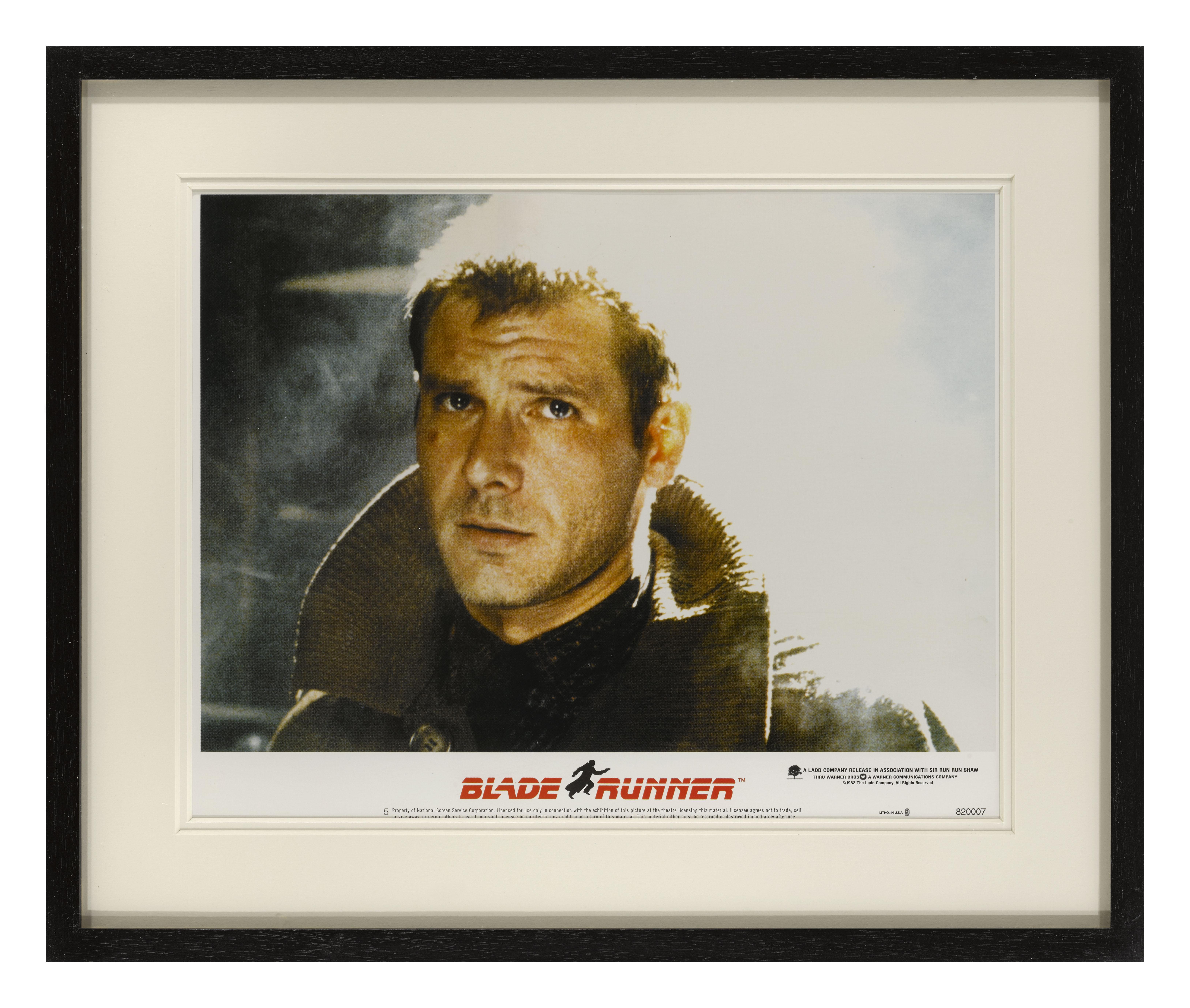 Original US framed lobby card for Ridley Scott's 1980s sci-fi film has become a true cult classic. Thirty-five years on a sequel (Blade Runner 2049) was made, also starring Harrison Ford. This lobby card is conservation framed with UV plexiglass