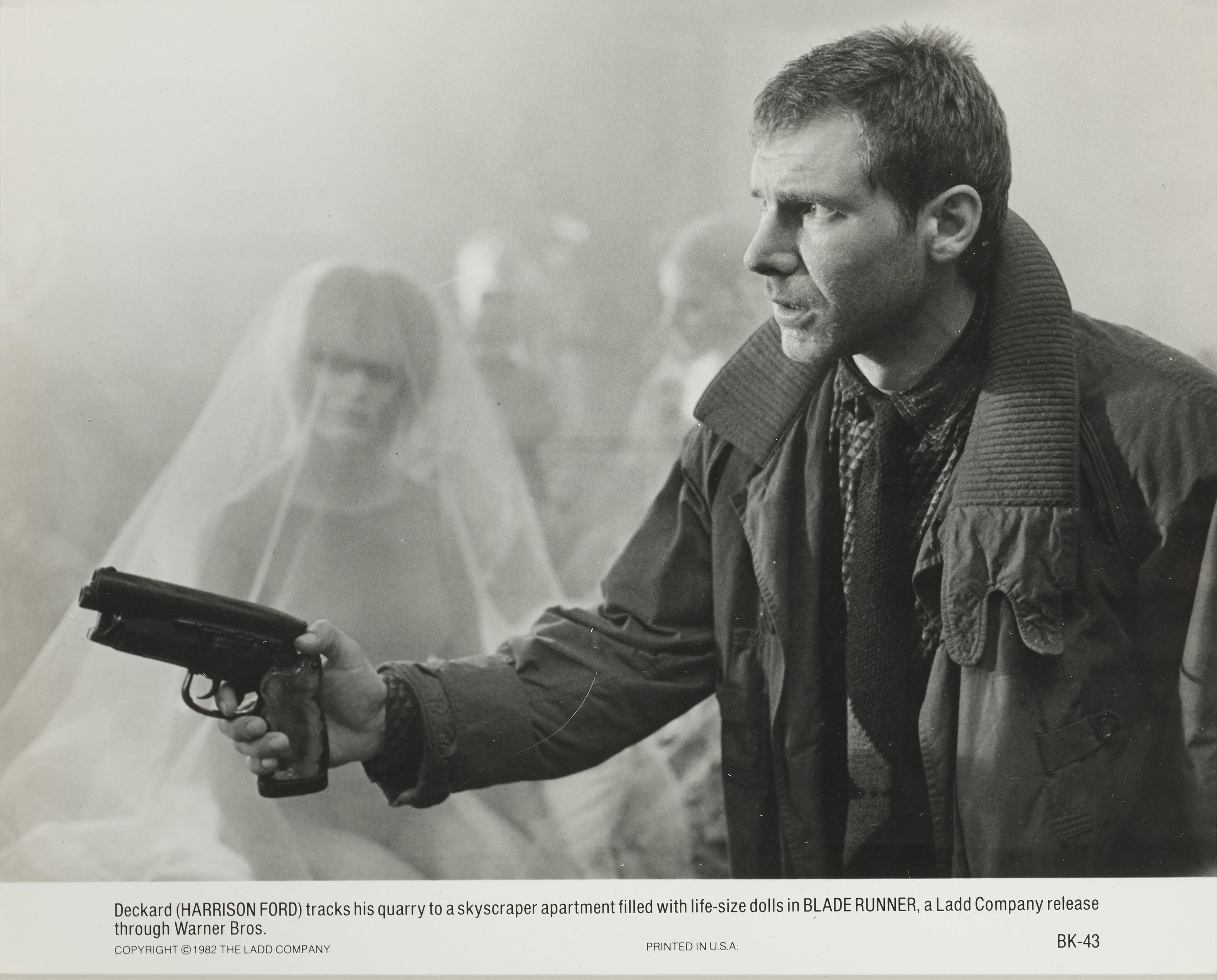 Original US production still for Ridley Scott's 1980s sci-fi film has become a true cult classic. Thirty-five years on a sequel (Blade Runner 2049) was made, also starring Harrison Ford. This piece is conservation framed with UV plexiglass in a
