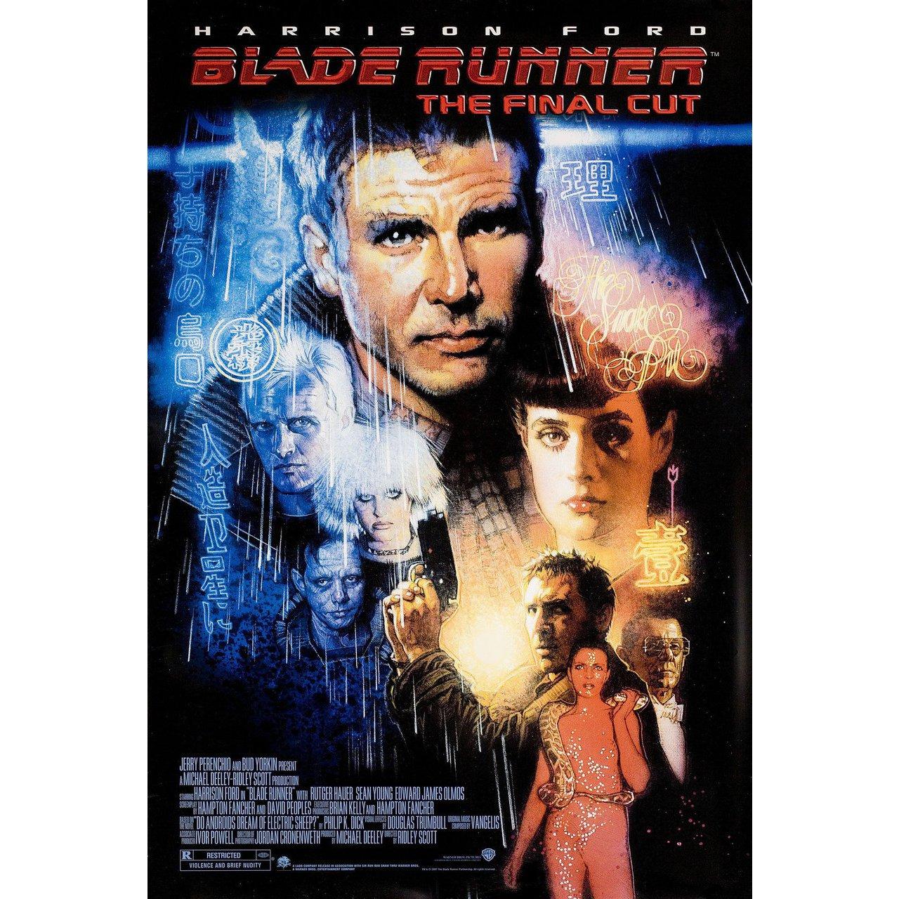 Original 2007 re-release U.S. one sheet poster by Drew Struzan for the 1982 film ‘Blade Runner’ directed by Ridley Scott with Harrison Ford / Rutger Hauer / Sean Young / Edward James Olmos. Very good-fine condition, rolled. Please note: the size is