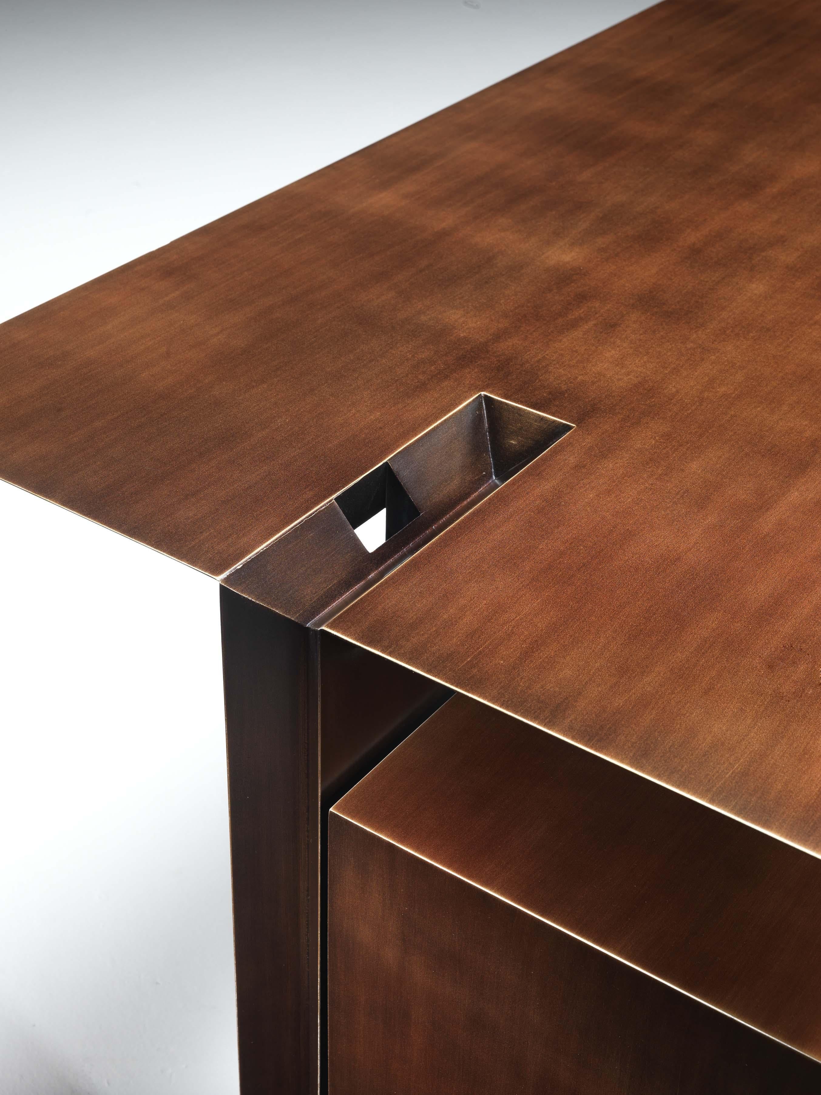 Italian Blade/S Modern Wooden Desk with Chest of Drawers by Casamanara For Sale