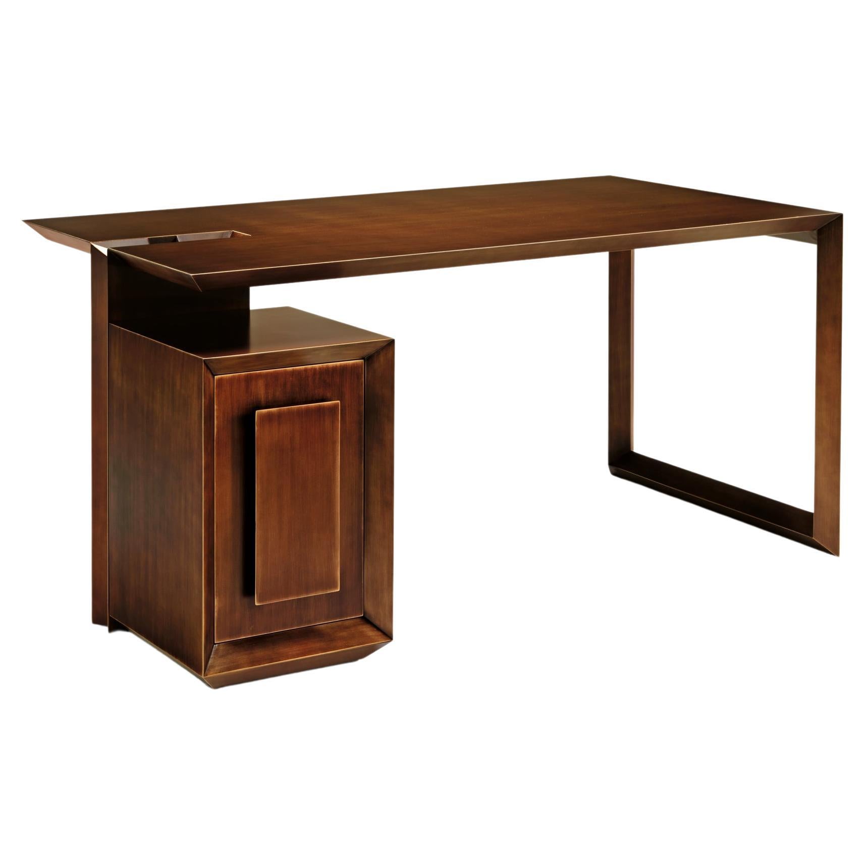 Blade/S Modern Wooden Desk with Chest of Drawers by Casamanara For Sale