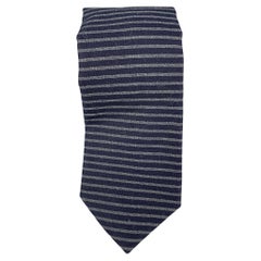 BLADE+BLUE Cravate en coton à rayures bleu marine