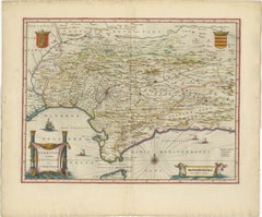 Blaeu Andalusia Map, Seville Cordoba Granada Spain, c.1642