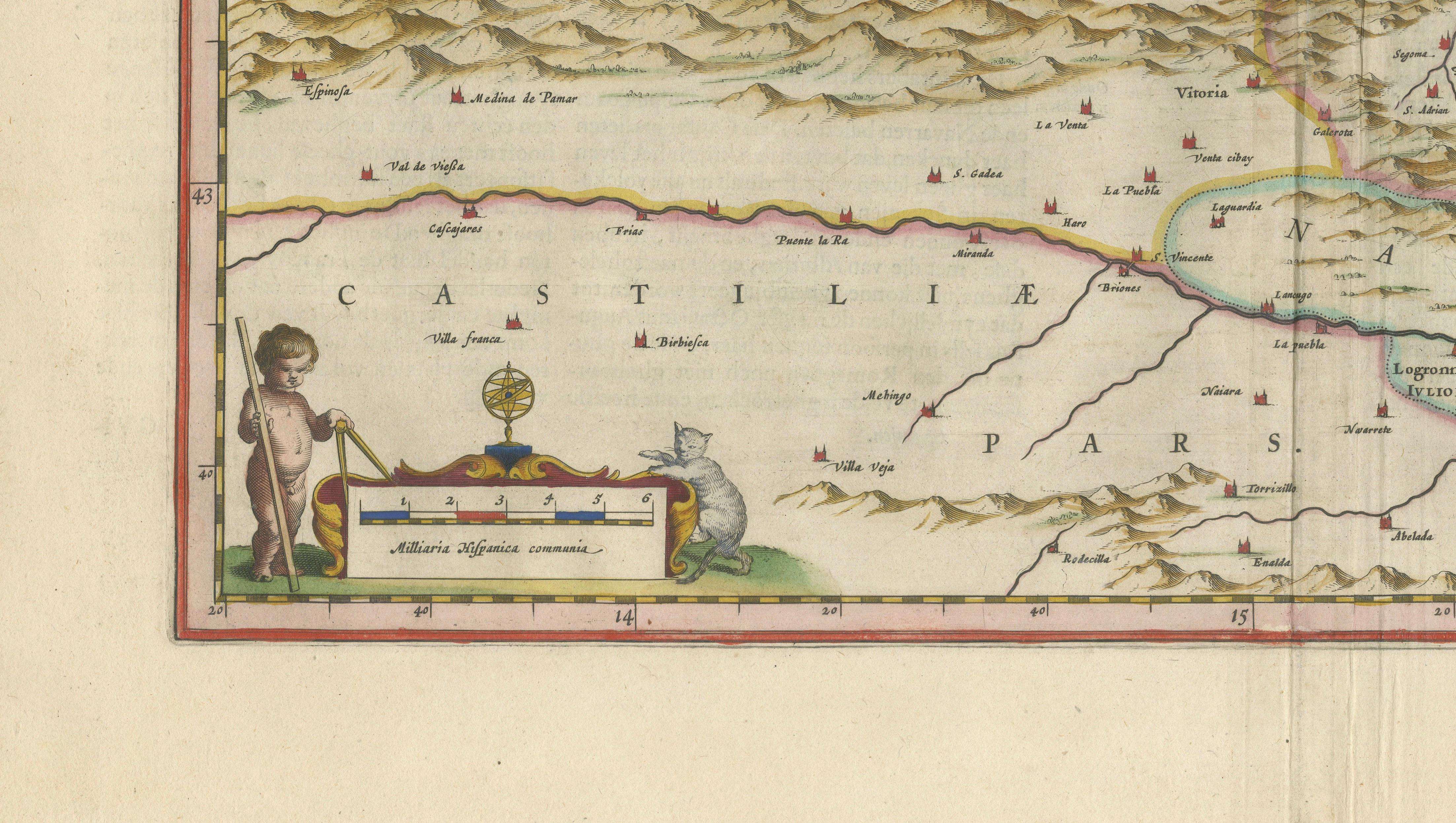 Blaeu Biscay Map, Basque Country Bilbao Cantabria Spain, c.1642