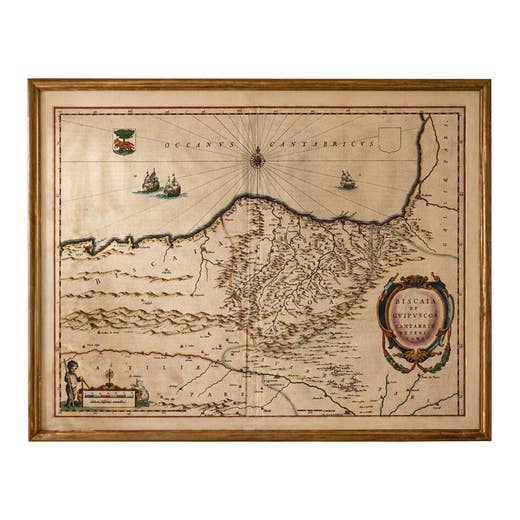 Blaeu Biscay Map, Basque Country Bilbao Cantabria Spain, c.1642