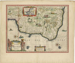 Blaeu Brazil Map, Novus Brasiliae Typus, Antique Hand-Colored Map 1642