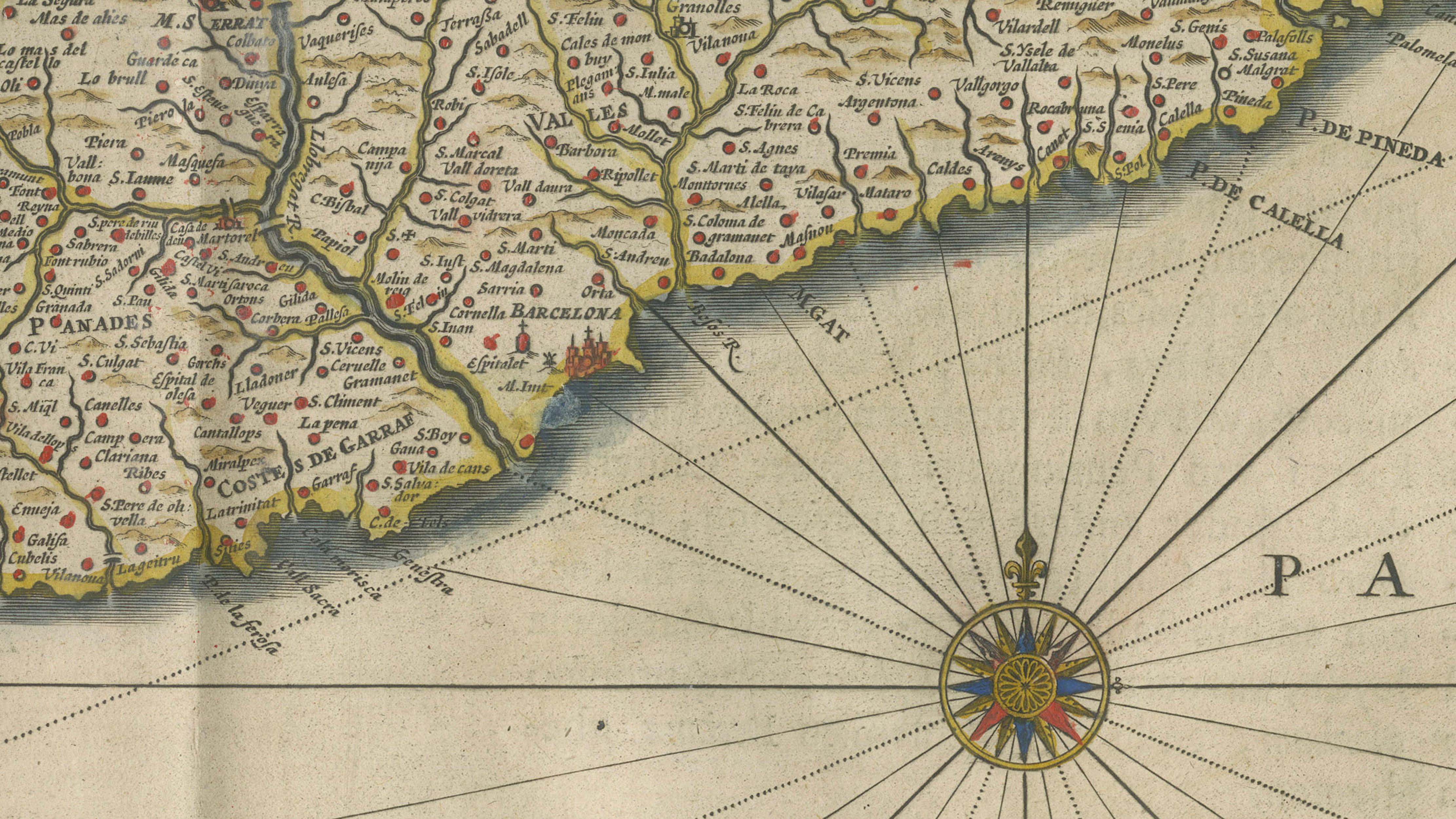 Blaeu Catalonia Map, Barcelona & Mediterranean Coast Spain, c.1642