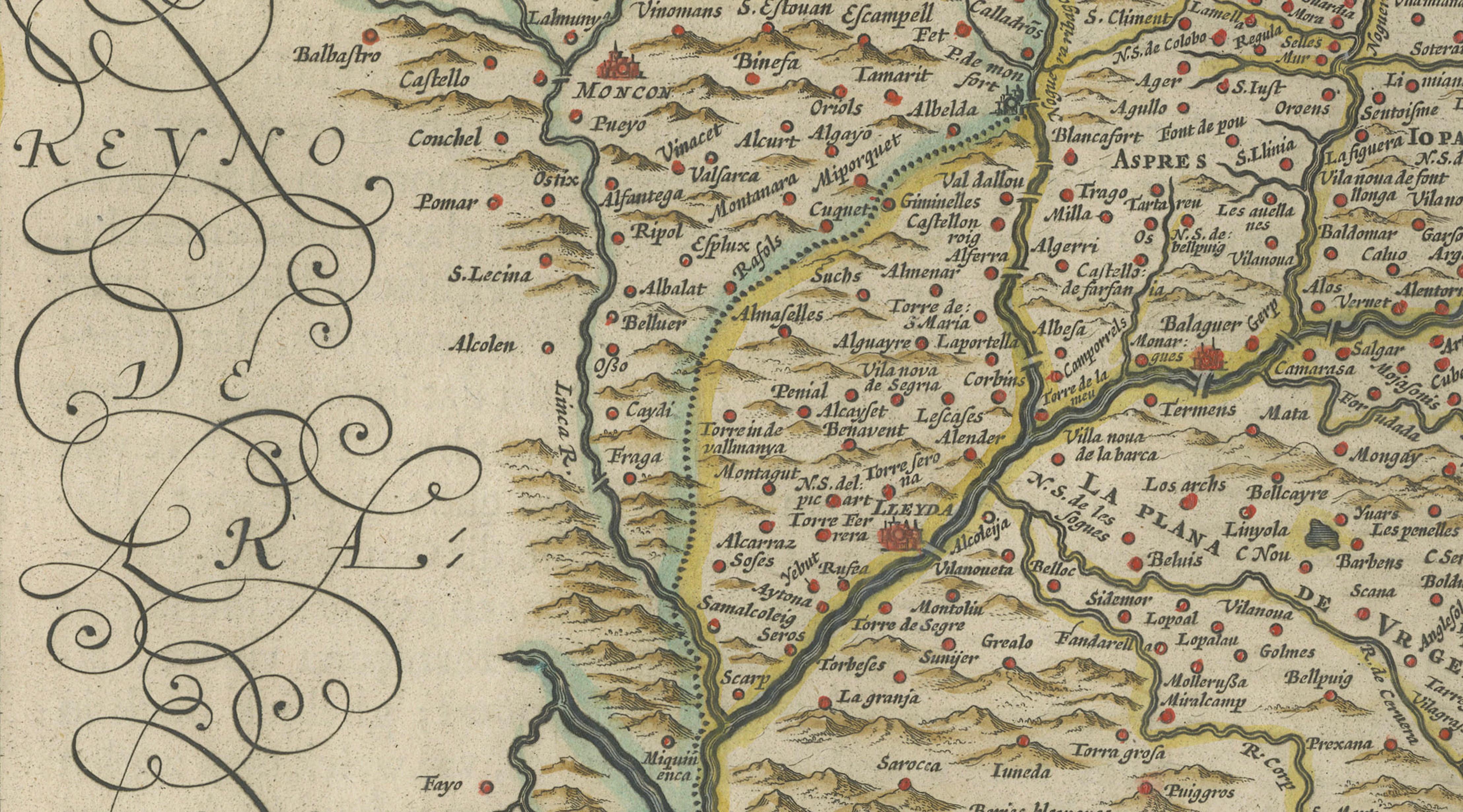 Blaeu Catalonia Map, Barcelona & Mediterranean Coast Spain, c.1642