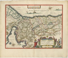 Blaeu Holy Land Map, Terra Sancta Palestina, Figural Cartouche, 1642