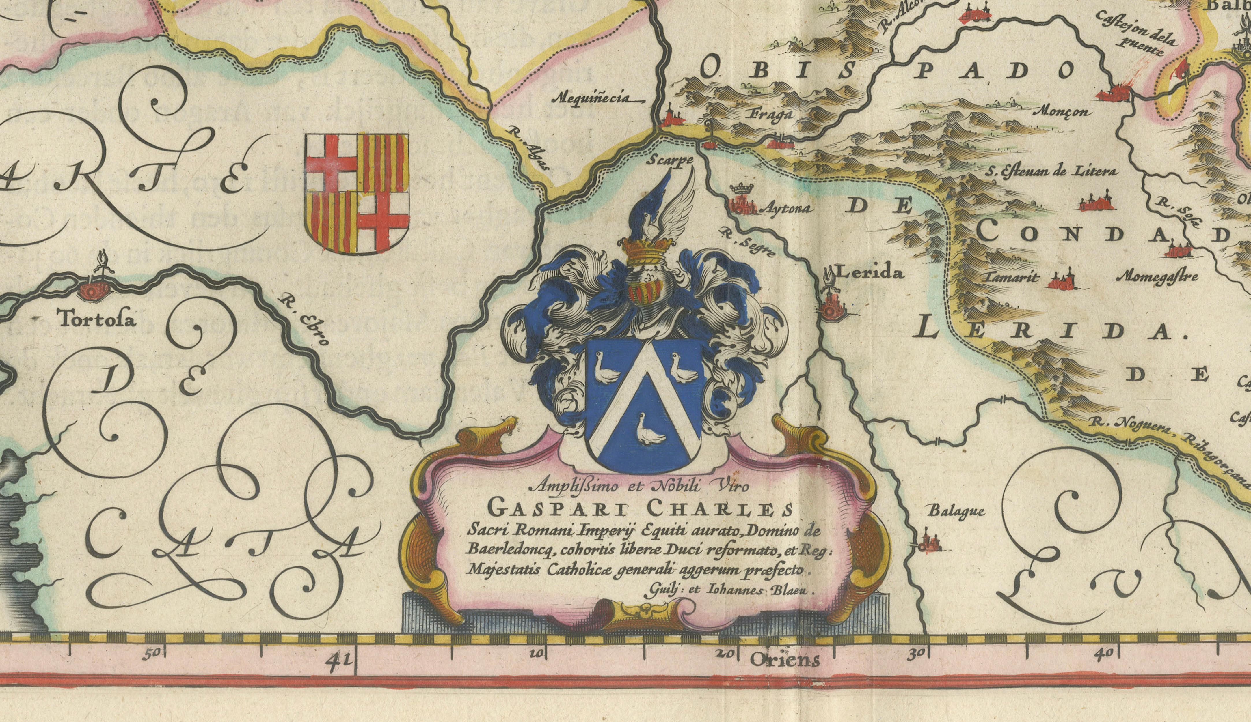 Blaeu Map of Aragon – Arragonia Regnum, Decorative Spain Atlas Map, 1642