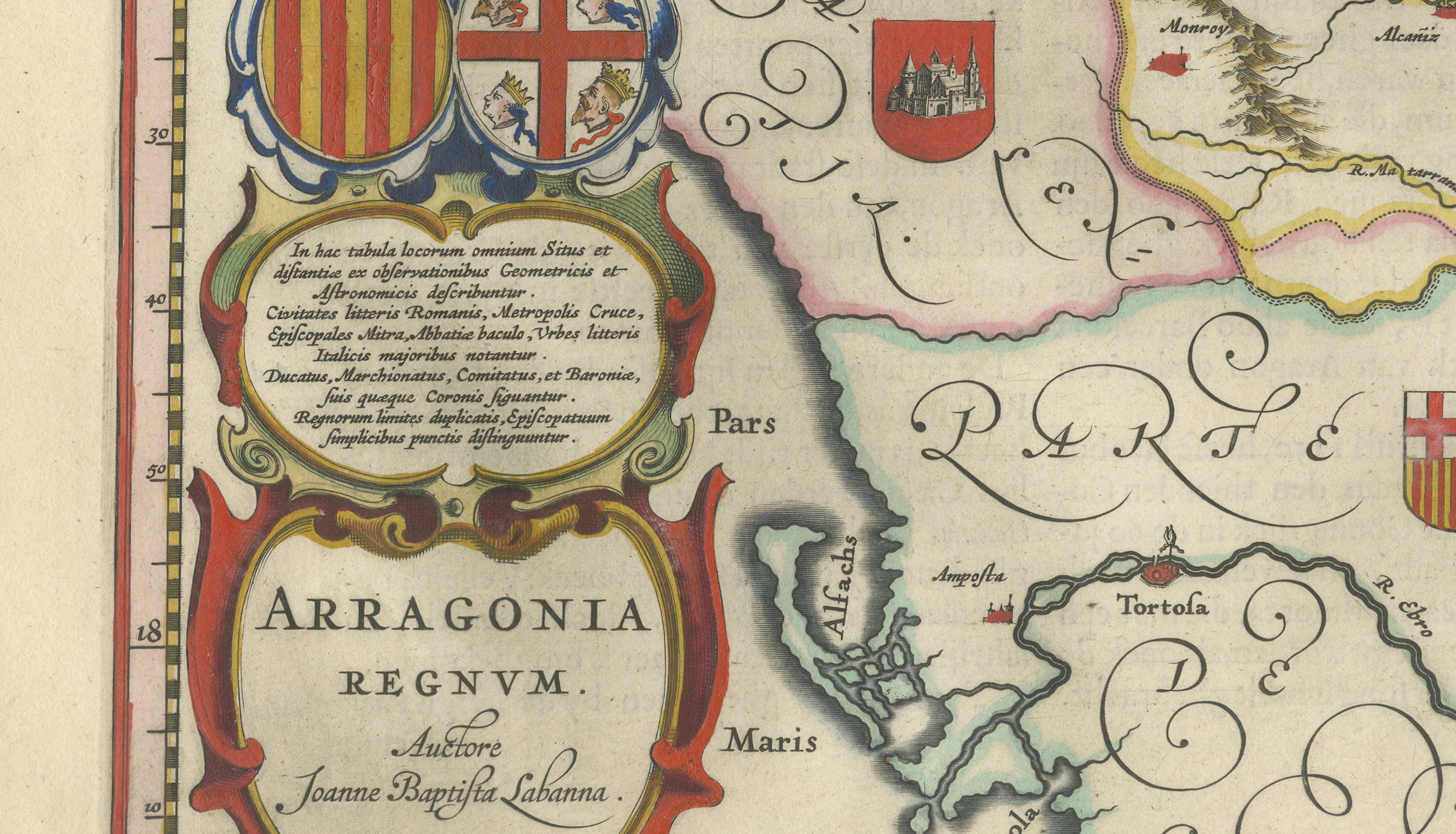 Blaeu Map of Aragon – Arragonia Regnum, Decorative Spain Atlas Map, 1642