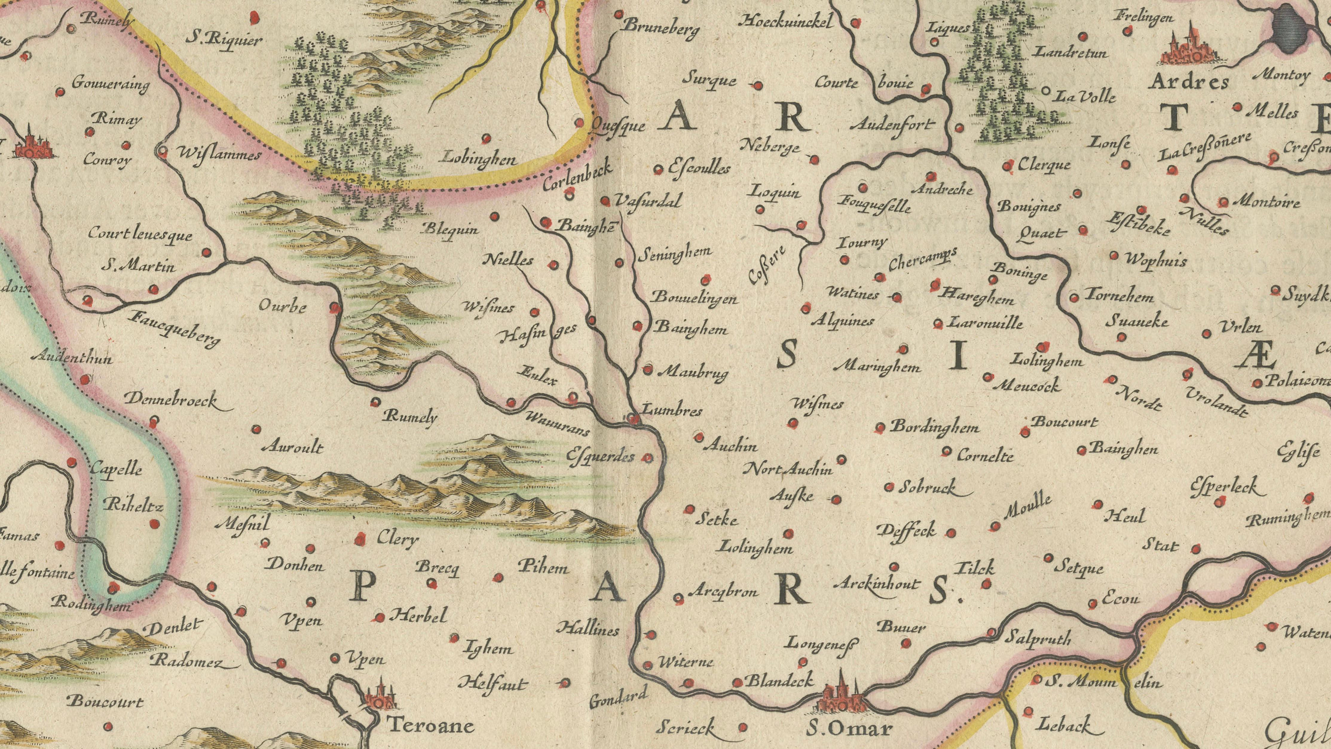 Blaeu Map of Boulogne & Calais Coast – Maritime France, Ships c.1642