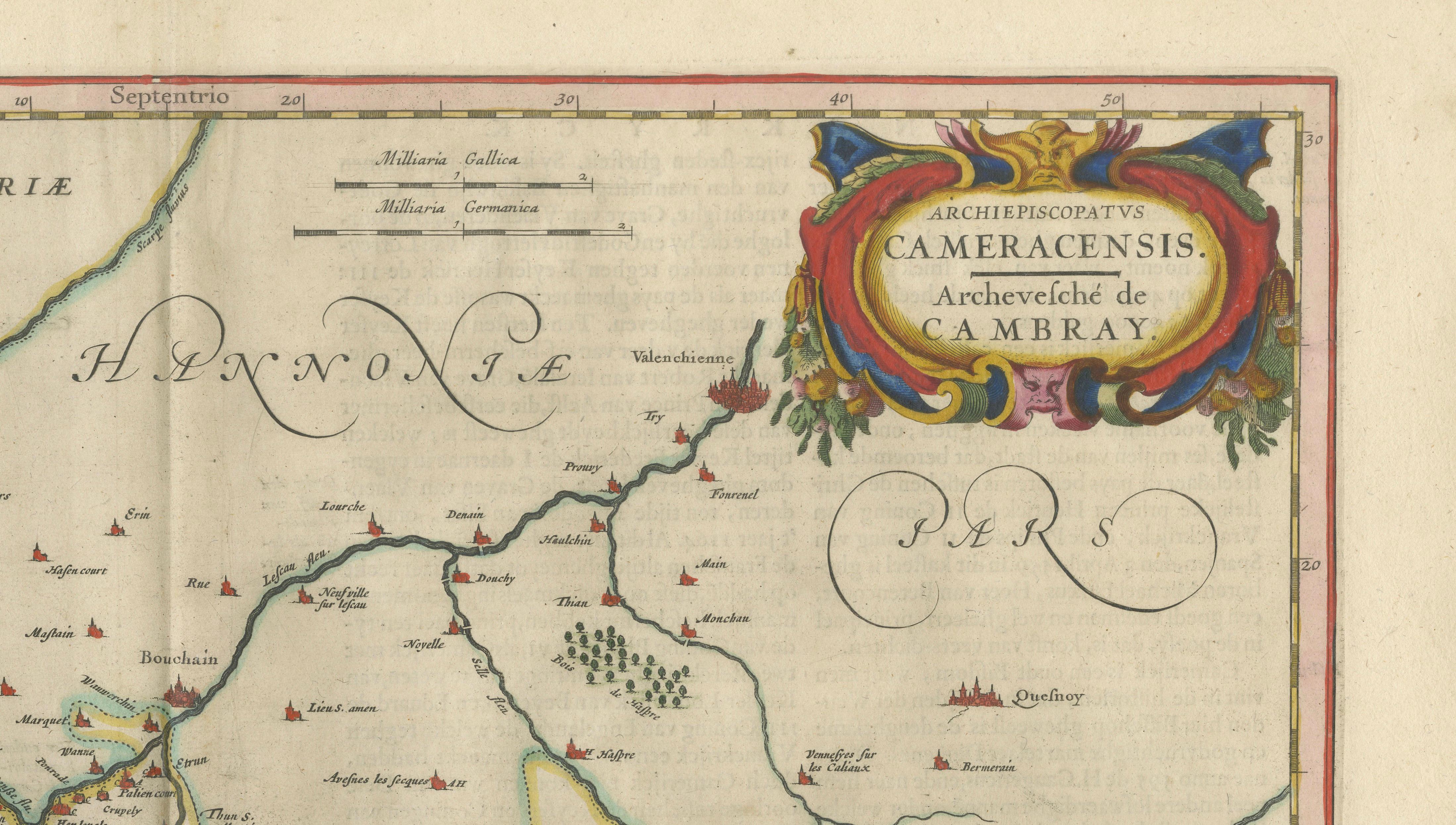 Blaeu Map of Cambrai, Artois & Hainaut – Heraldic France c.1642