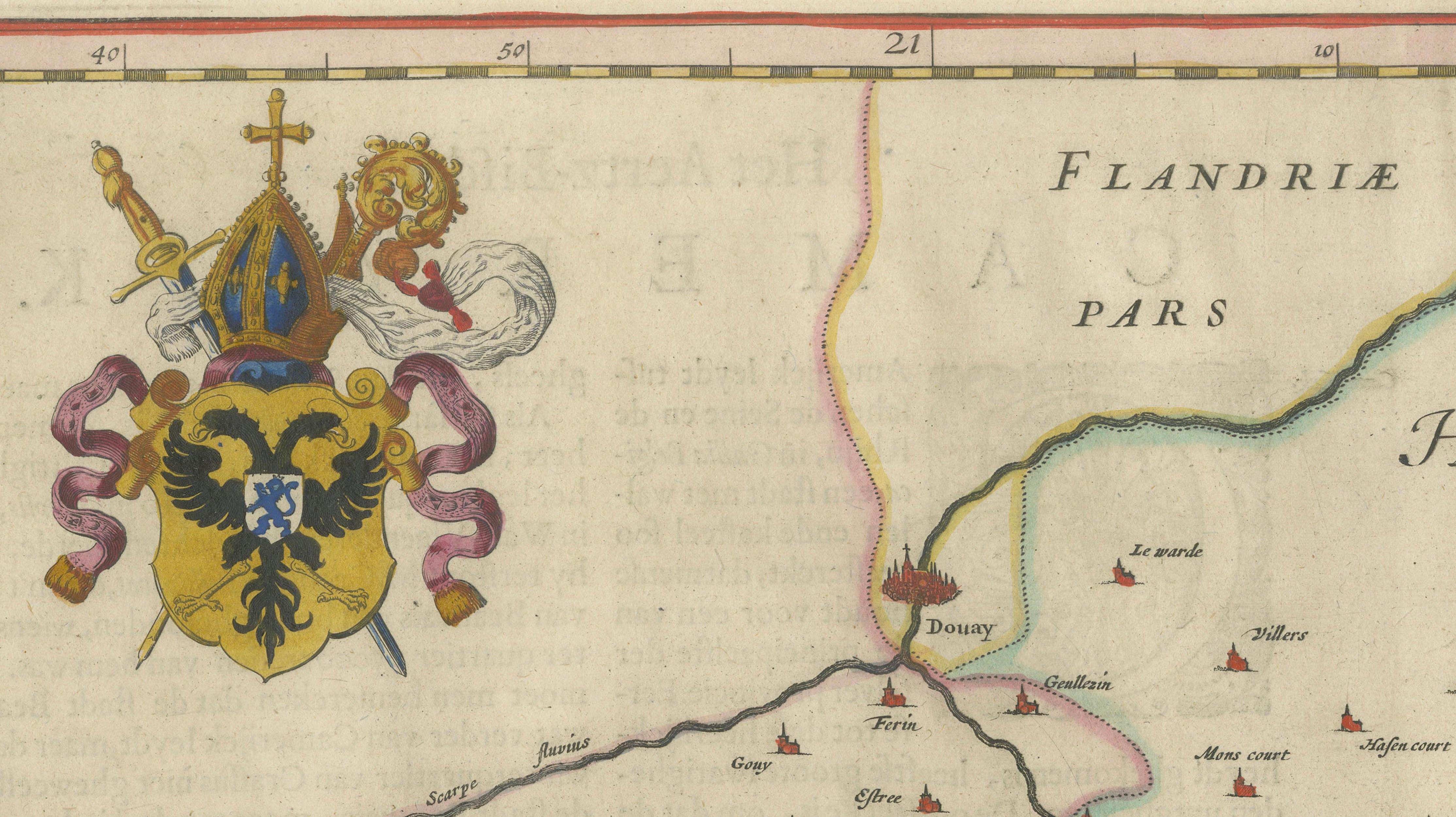 Blaeu Map of Cambrai, Artois & Hainaut – Heraldic France c.1642