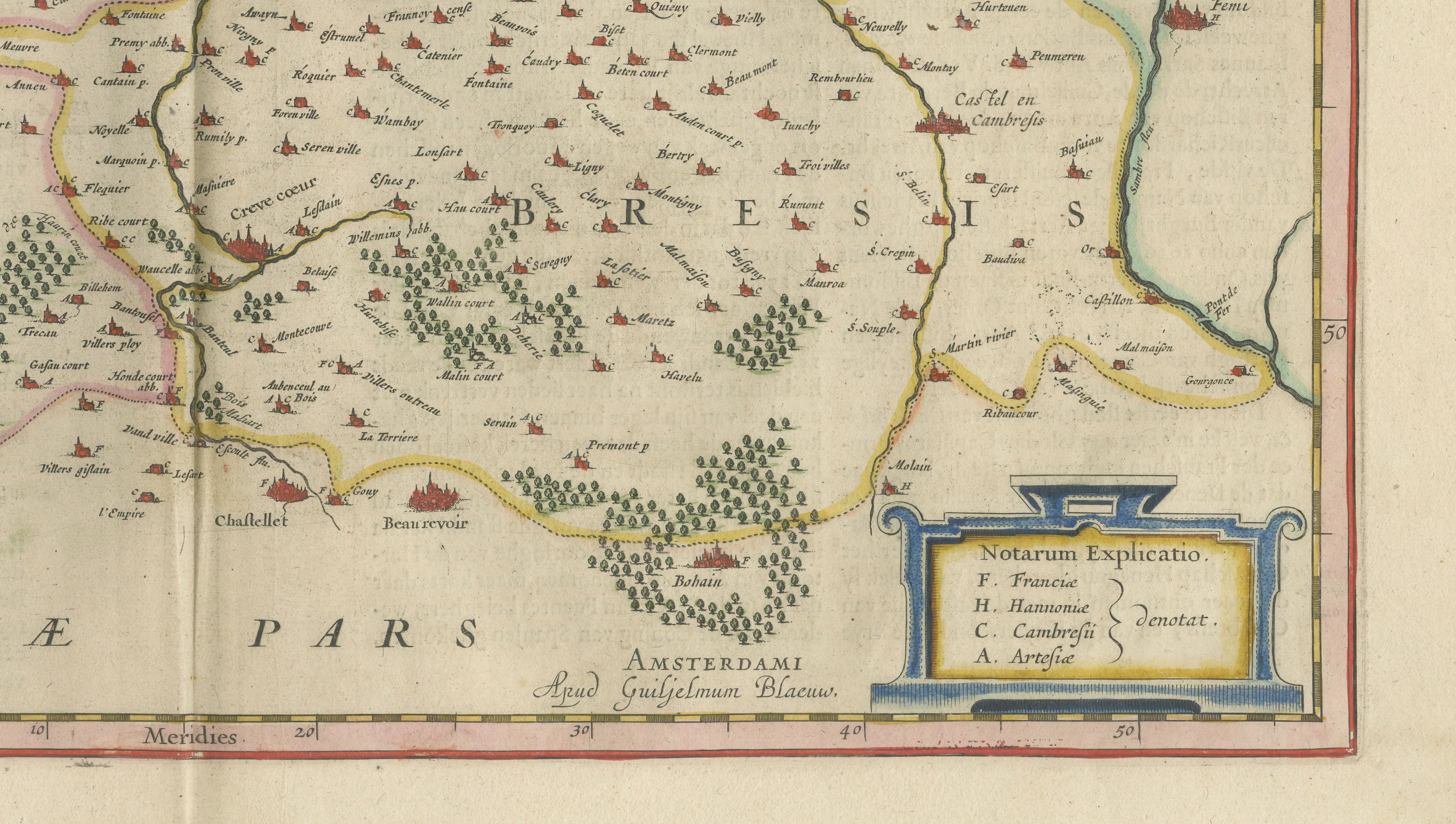 Blaeu Map of Cambrai, Artois & Hainaut – Heraldic France c.1642