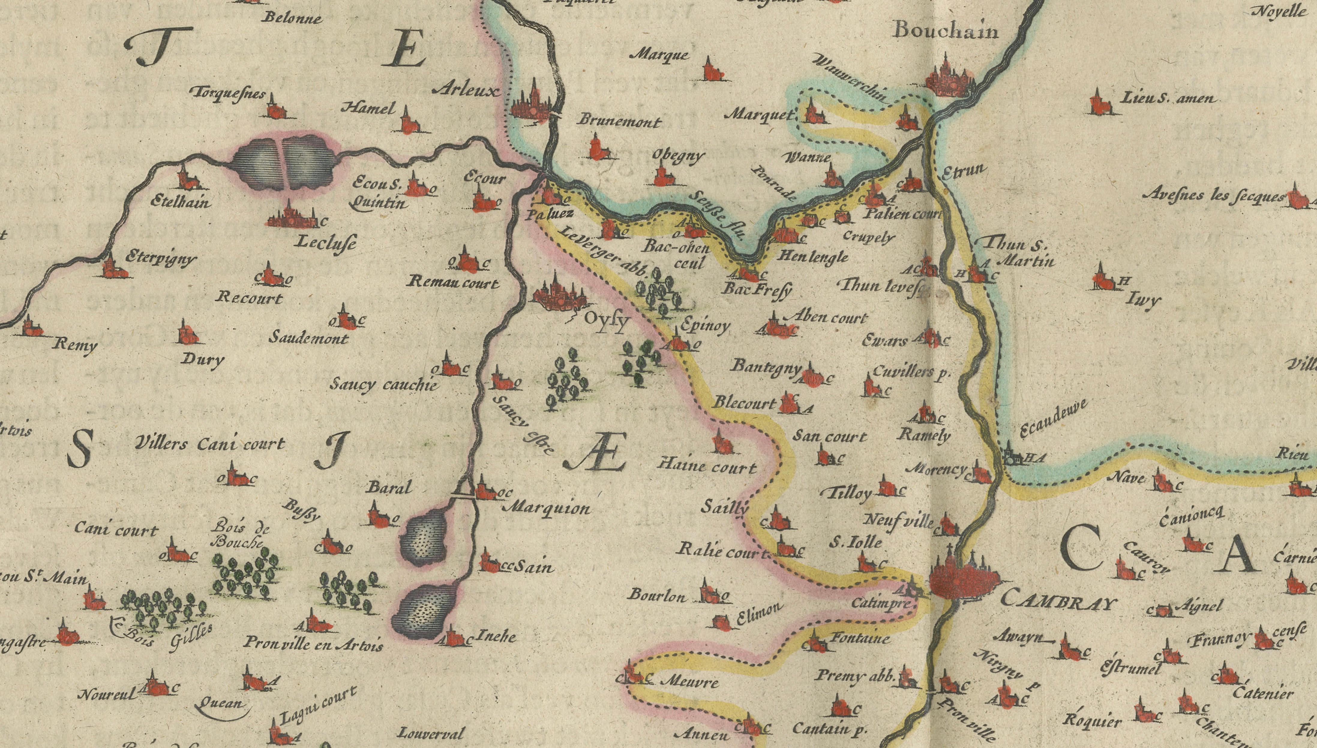 Blaeu Map of Cambrai, Artois & Hainaut – Heraldic France c.1642