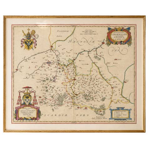 Blaeu Map of Cambrai, Artois & Hainaut – Heraldic France c.1642