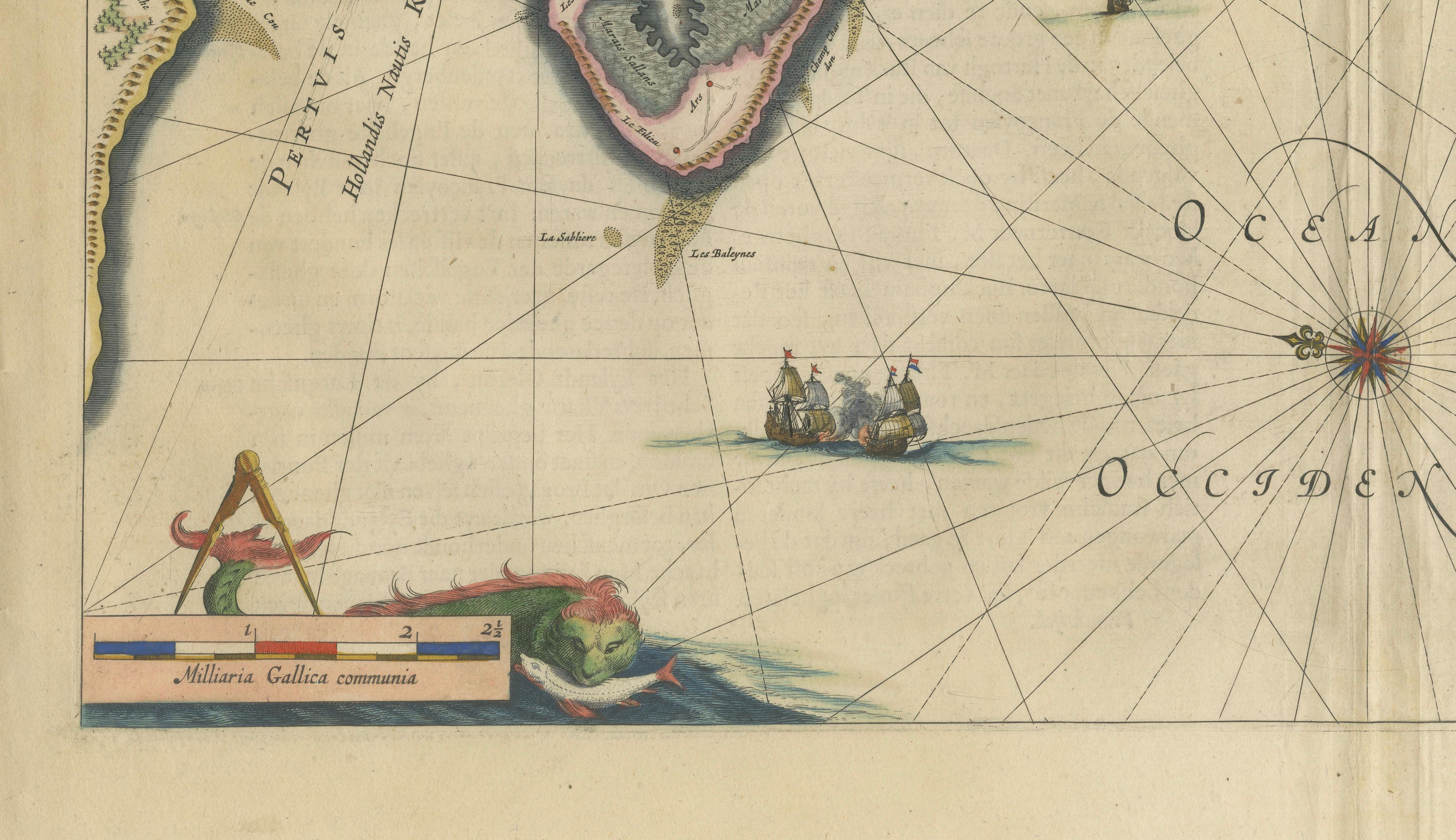 Blaeu Map of Île de Ré & Oléron, La Rochelle Coast France, c.1642