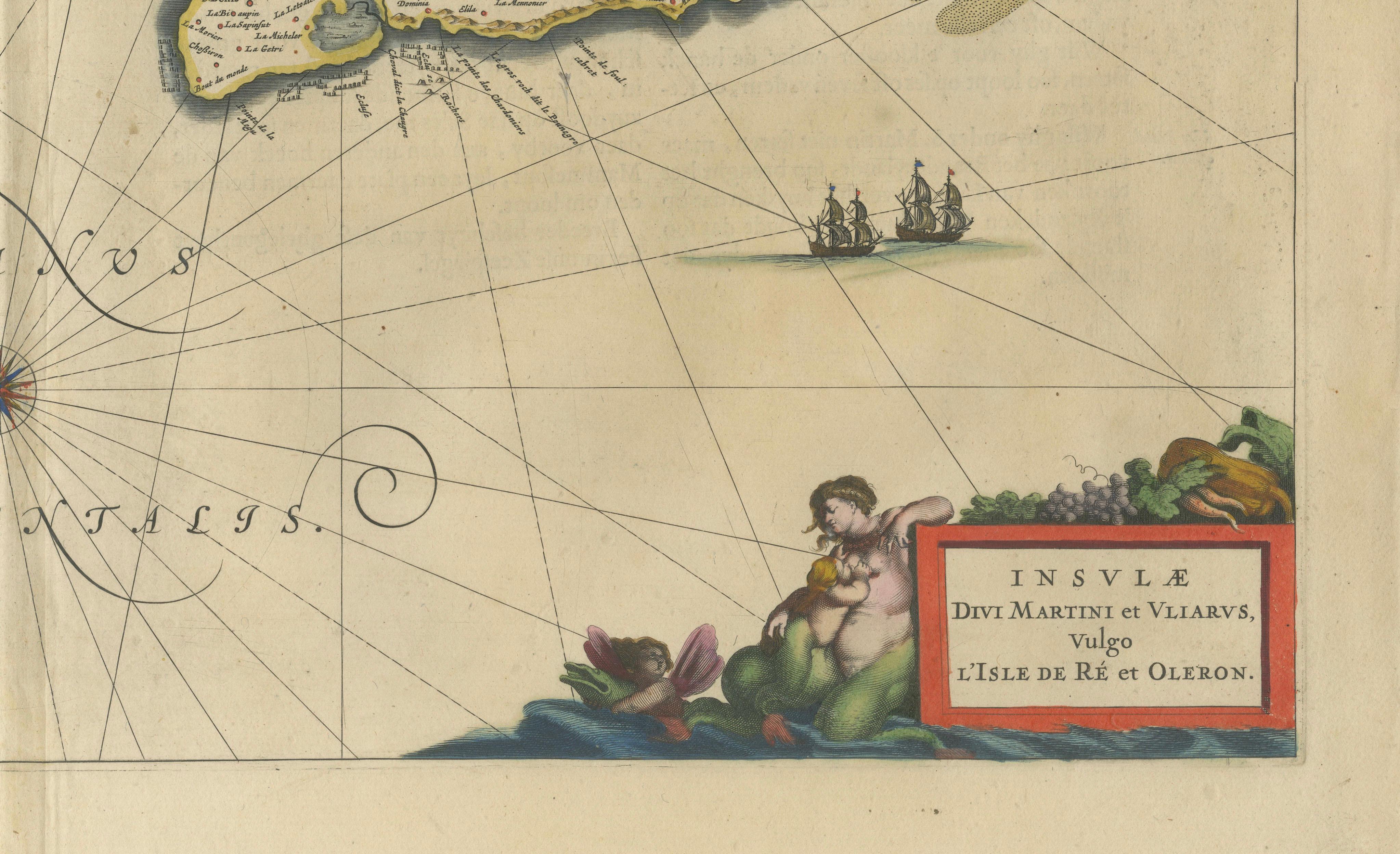Blaeu Map of Île de Ré & Oléron, La Rochelle Coast France, c.1642