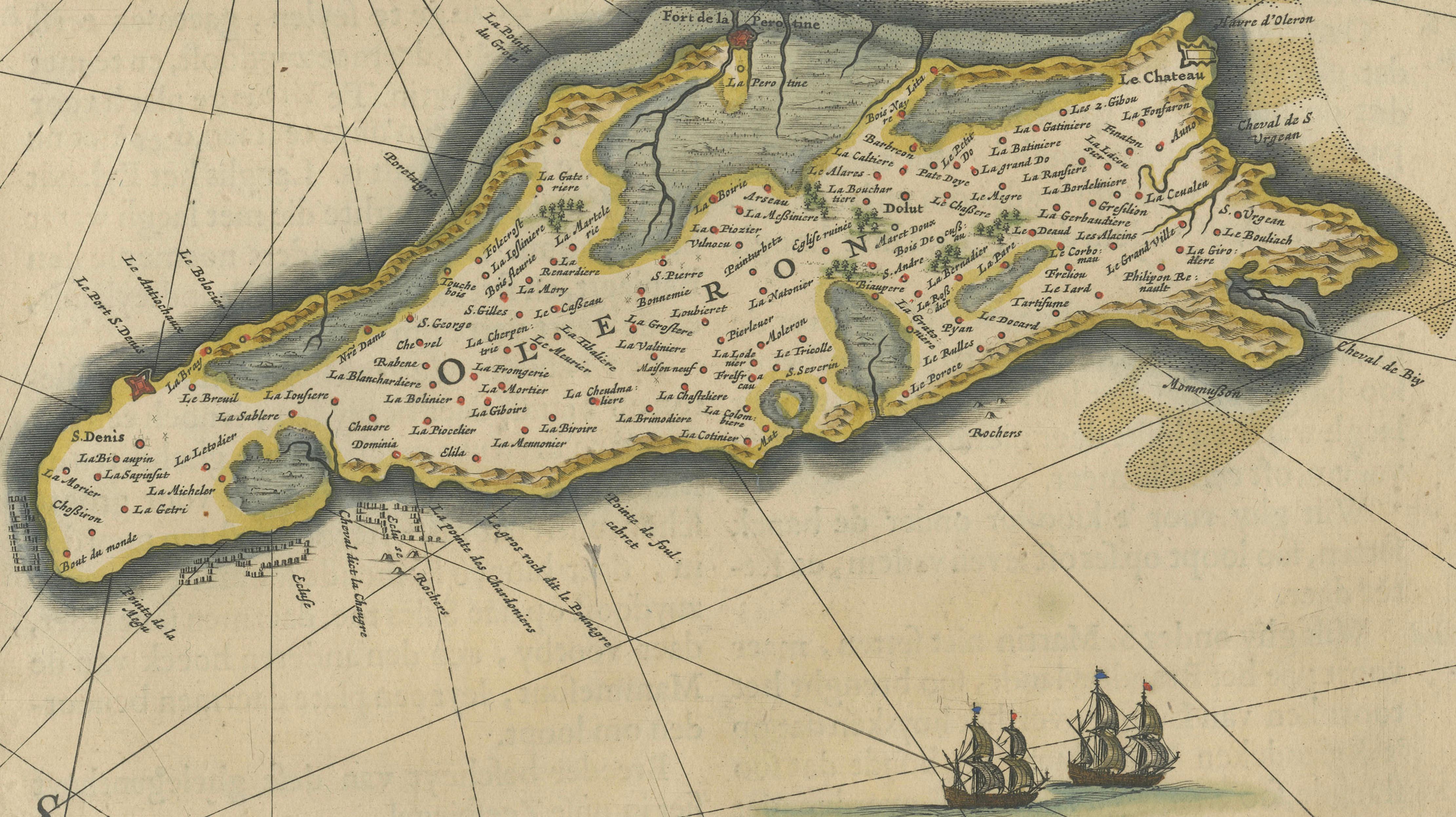 Blaeu Map of Île de Ré & Oléron, La Rochelle Coast France, c.1642
