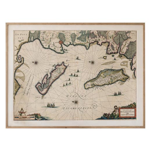Blaeu Map of Île de Ré & Oléron, La Rochelle Coast France, c.1642