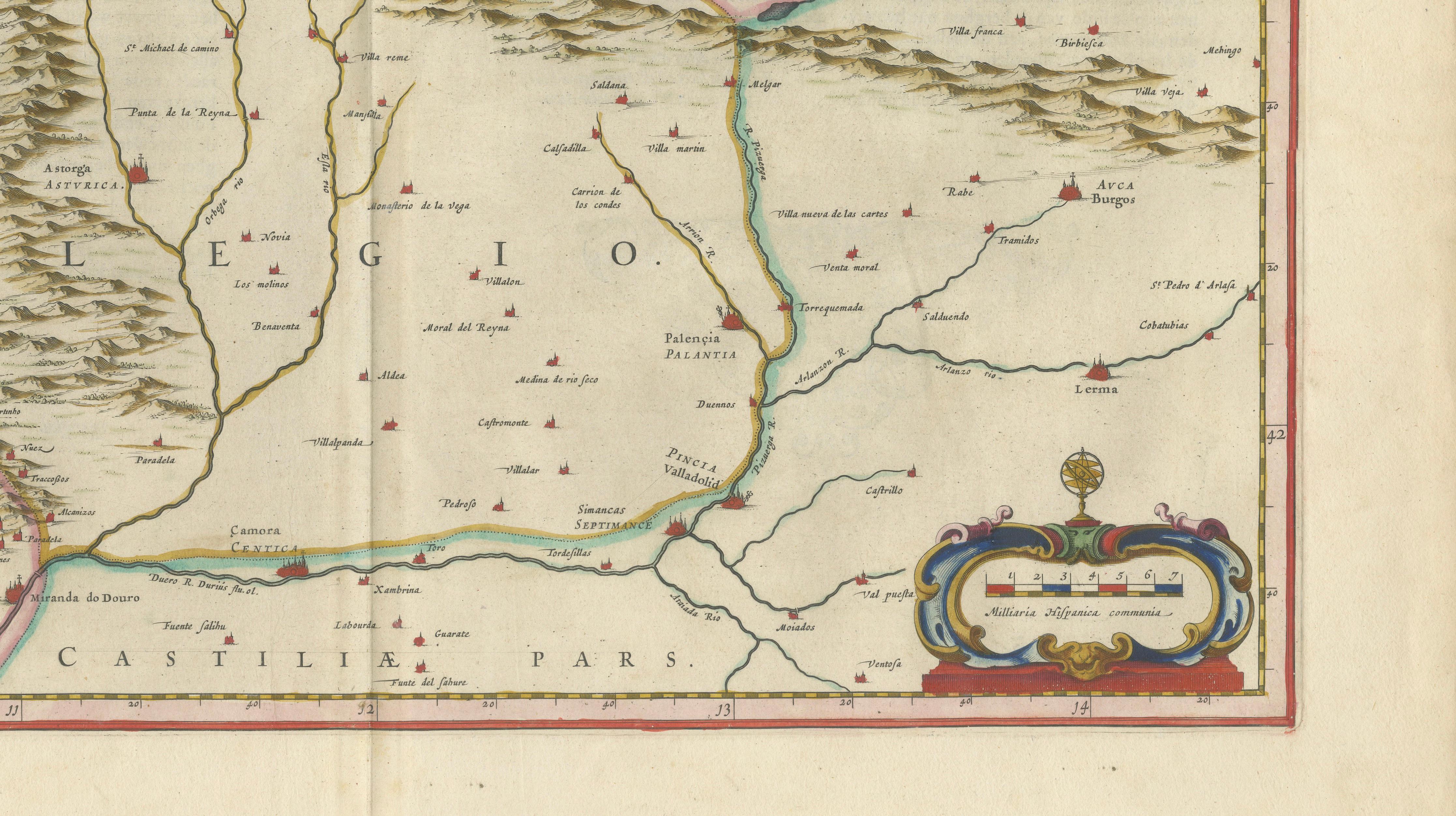 Blaeu Map of León & Asturias – Legionis Regnum, Antique Spain Chart, 1642