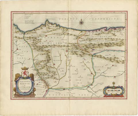 Blaeu Map of León & Asturias – Legionis Regnum, Antique Spain Chart, 1642