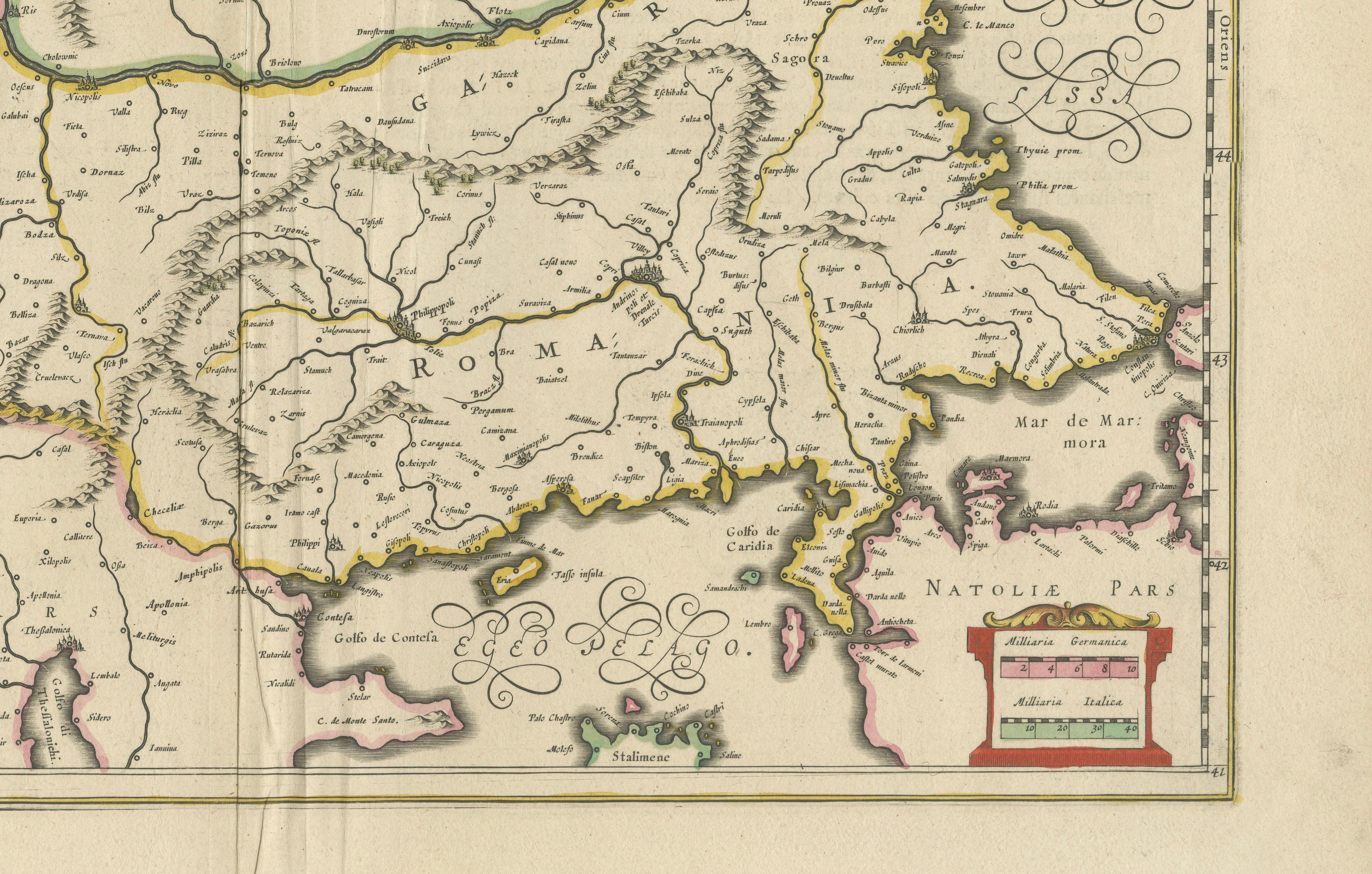 Blaeu Map of Ottoman Balkans – Walachia Bulgaria Romania, circa 1665 In Good Condition For Sale In Langweer, NL