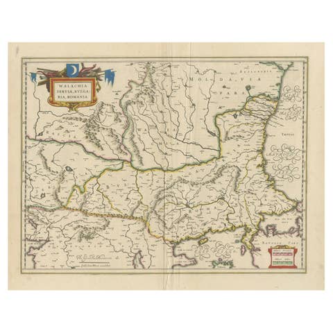 Blaeu Map of Ottoman Balkans – Walachia Bulgaria Romania, circa 1665