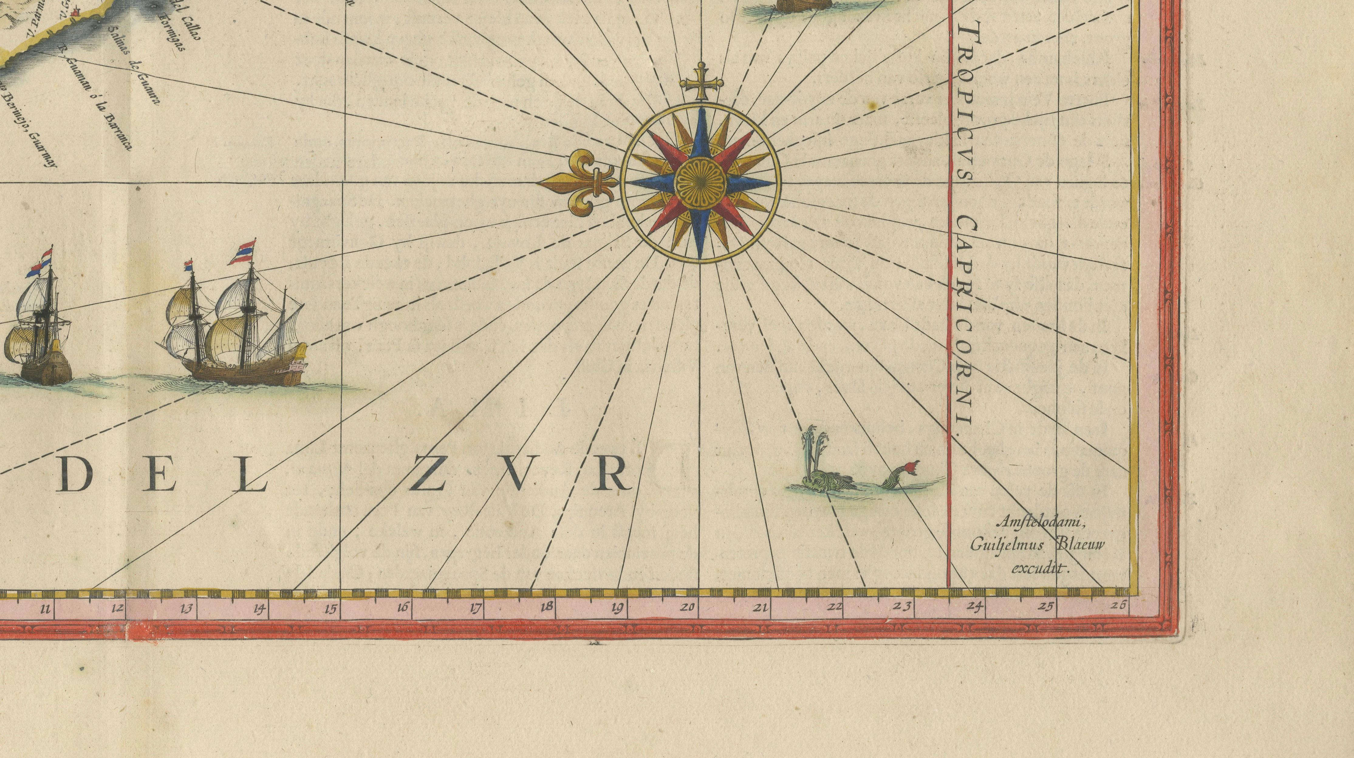 Blaeu Map of Peru, Antique Hand-Colored Engraving, South America 1642