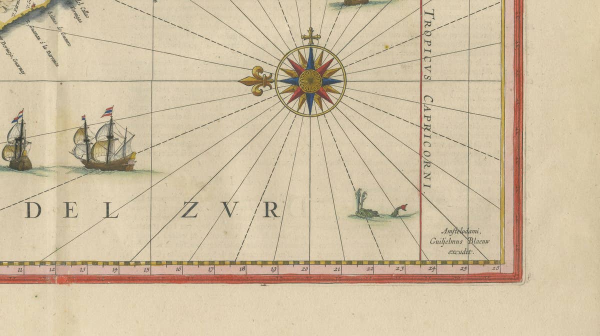 Blaeu Map of Peru, Antique Hand-Colored Engraving, South America 1642