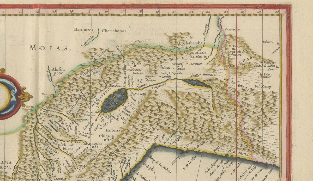 Blaeu Map of Peru, Antique Hand-Colored Engraving, South America 1642