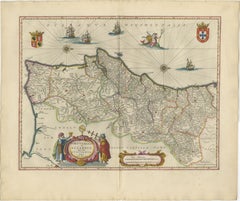 Blaeu Map of Portugal – Portugallia et Algarbia, Antique Iberia Map, 1642