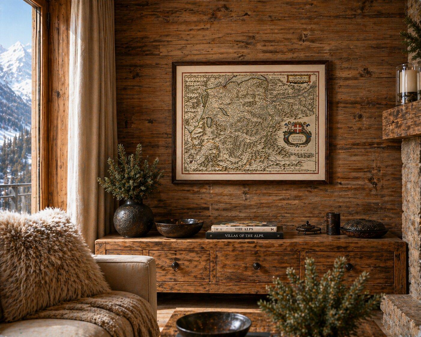 Blaeu Map of Savoy & Alps, Geneva Piedmont France Italy, c.1642