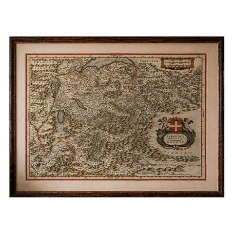 Blaeu Map of Savoy & Alps, Geneva Piedmont France Italy, c.1642
