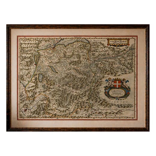 Blaeu Map of Savoy & Alps, Geneva Piedmont France Italy, c.1642