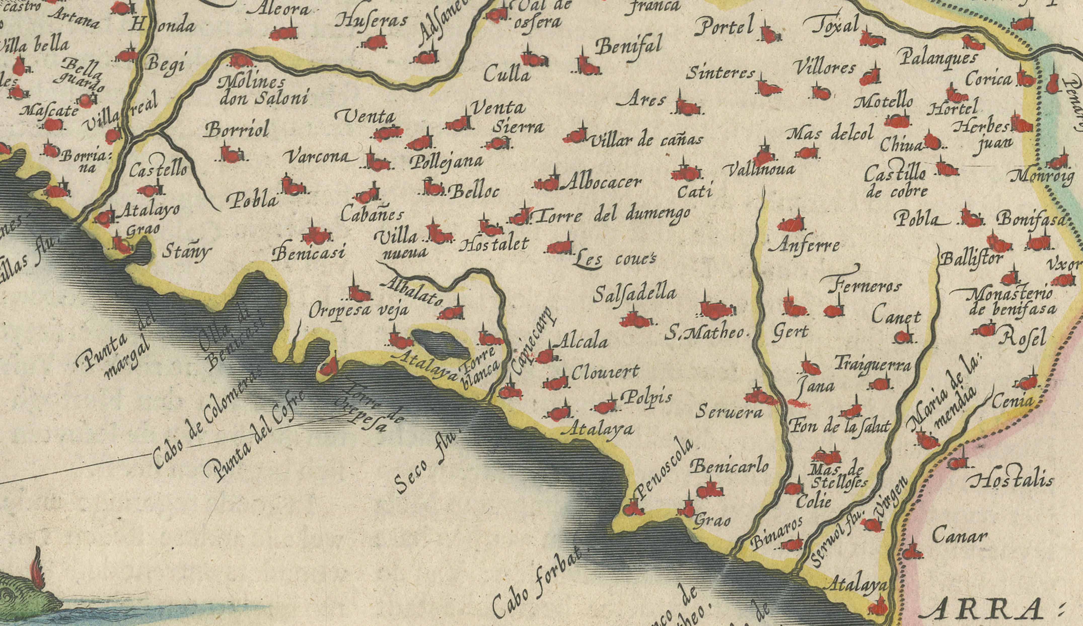 Blaeu Map of Valencia – Valentia Regnum, Decorative Mediterranean Chart, 1642