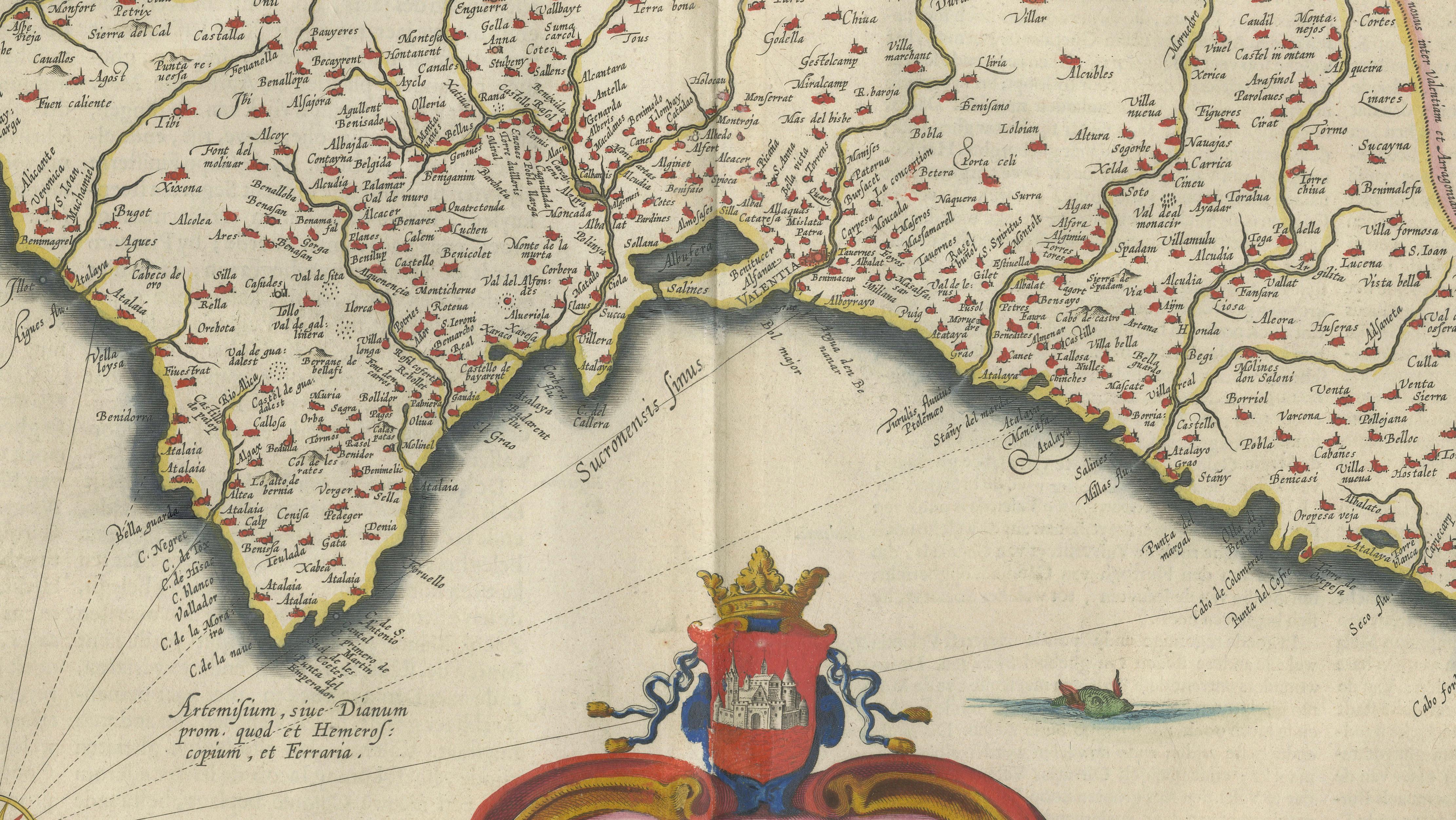 Blaeu Map of Valencia – Valentia Regnum, Decorative Mediterranean Chart, 1642