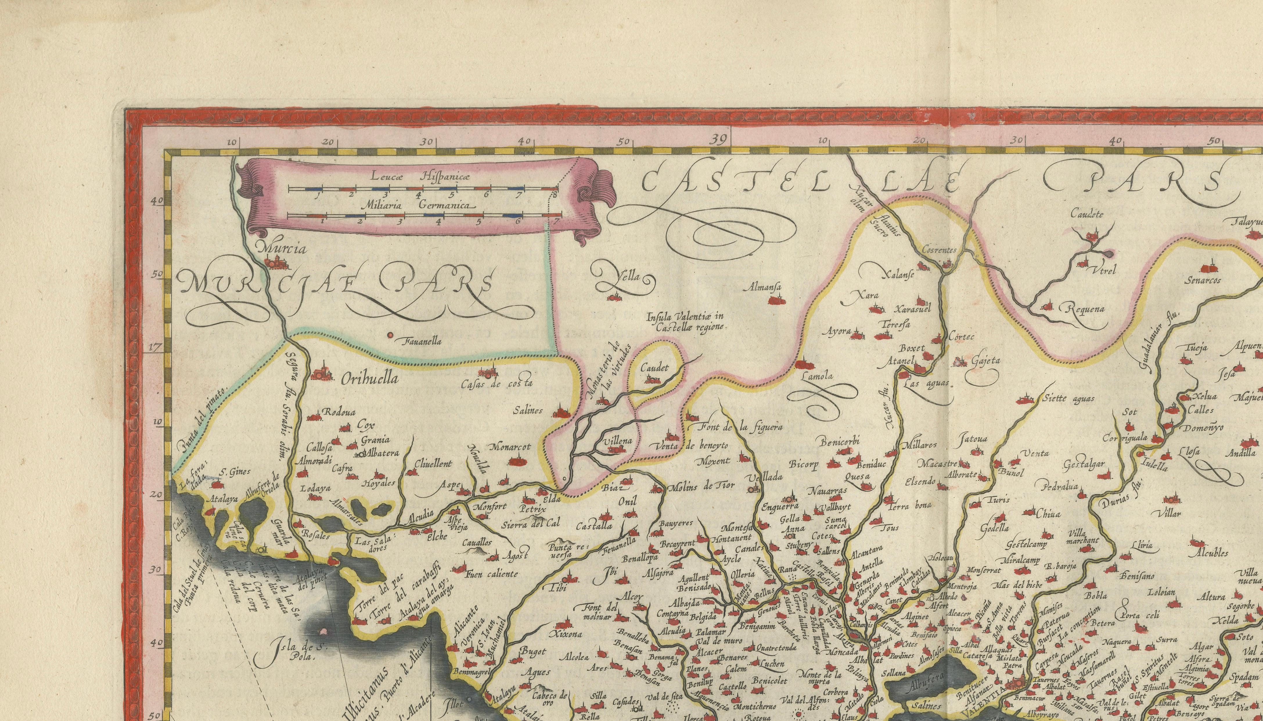 Blaeu Map of Valencia – Valentia Regnum, Decorative Mediterranean Chart, 1642