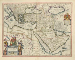 Blaeu Ottoman Empire Map, Turcicum Imperium, Figural Cartouche, 1642